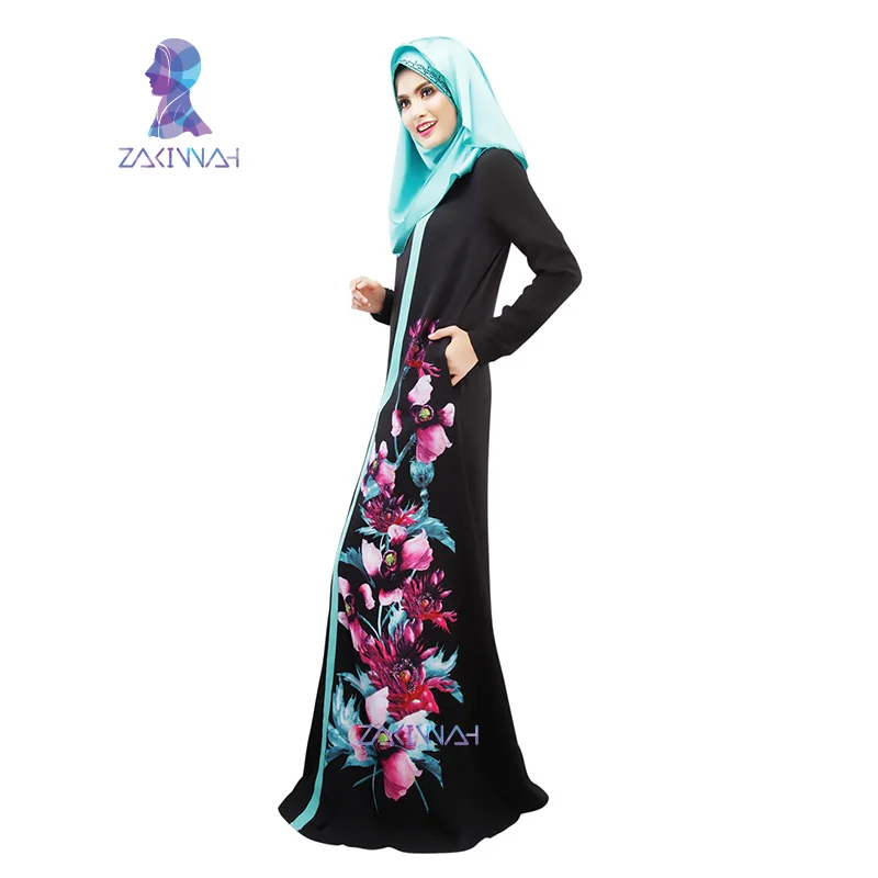 026 новый стиль в Дубае женский халат с цветочным принтом сращенный мусульманское