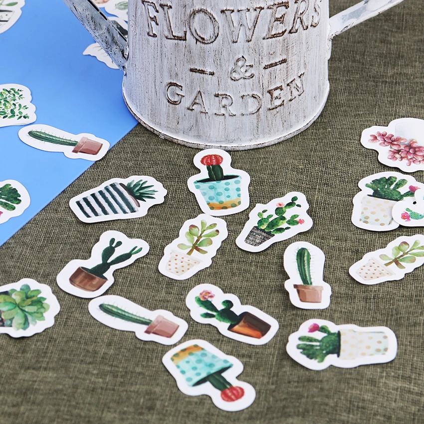 45 шт./компл. миниатюрная бумажная наклейка в виде кактуса украшение сделай сам