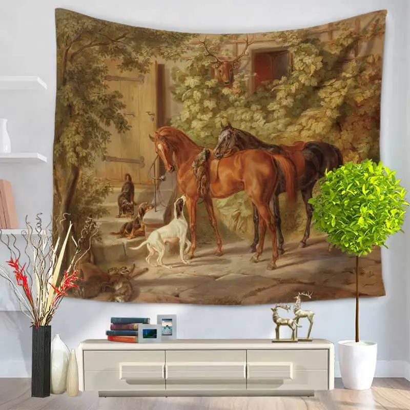 Искусственное украшение для дома с рисунком лошади настенные одеяла подвесное