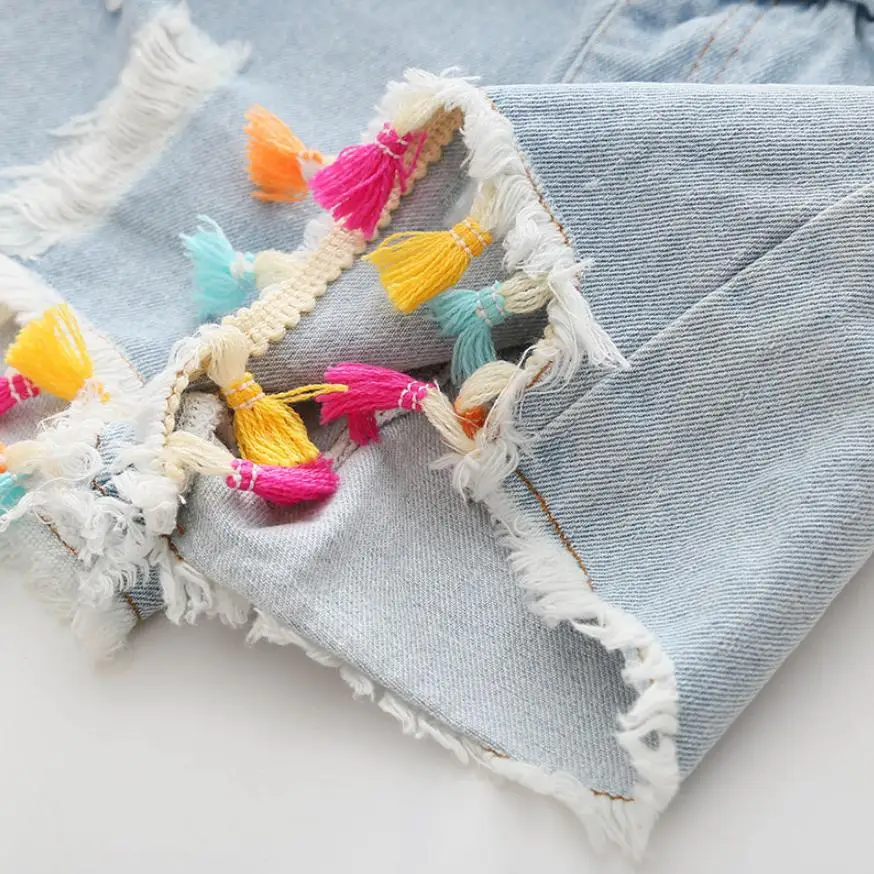 Джинсовые шорты для маленьких девочек Новинка лета 2019 детские джинсовые с