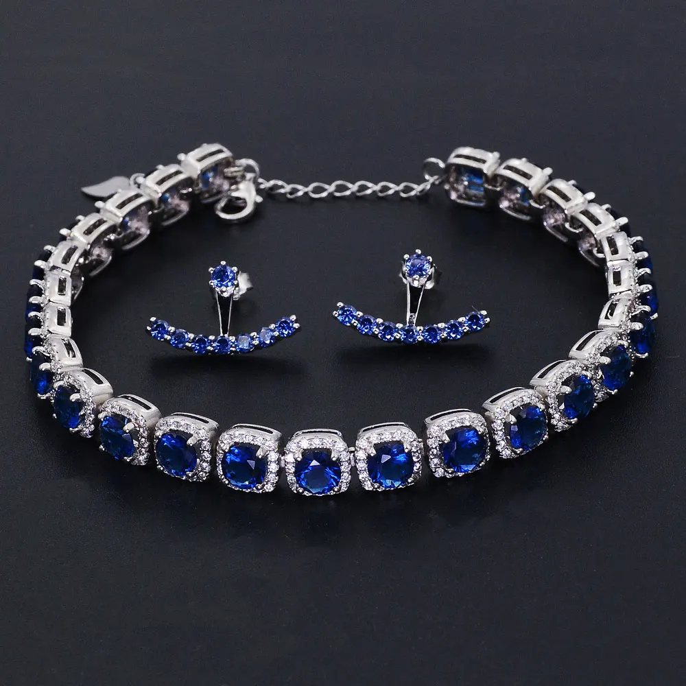 Восхитительный 925 пробы серебристо-голубой сапфир квадратный кубический