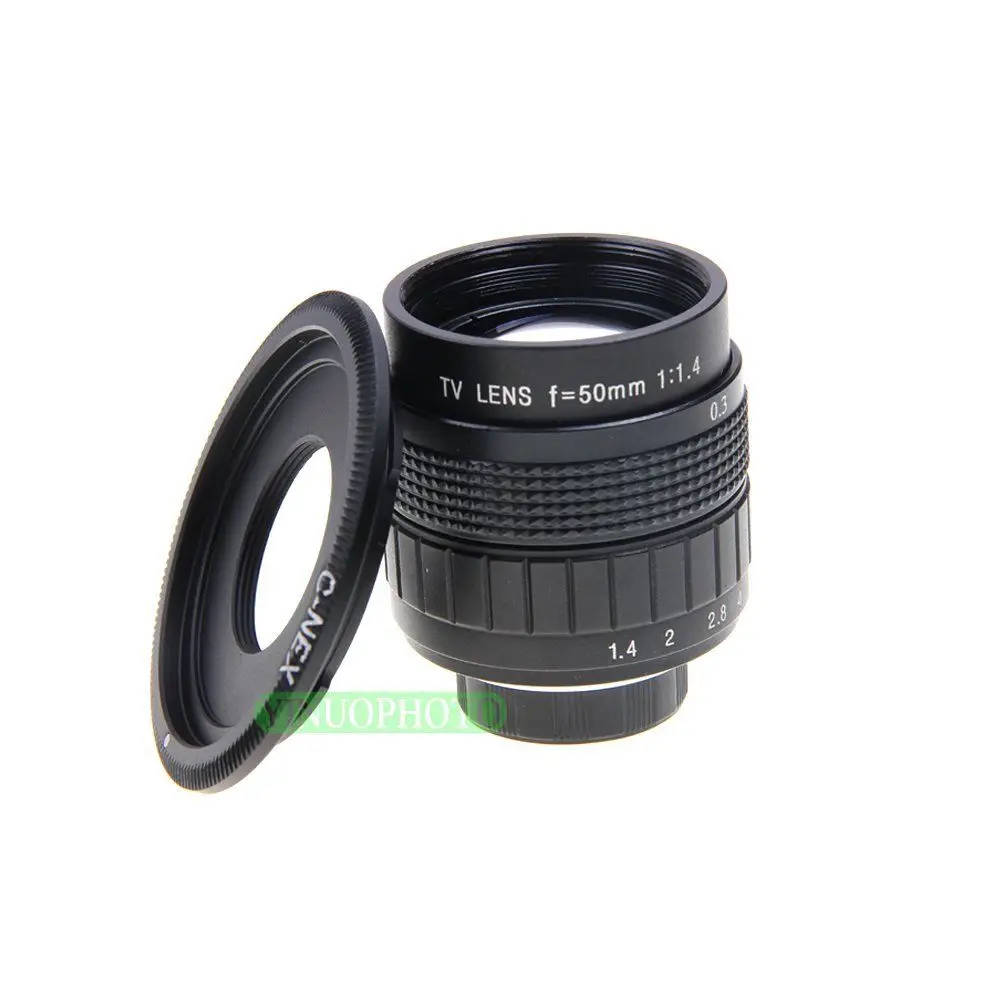 Фуцзянь 50 мм F1.4 CC TV lens + C Mount для Sony E NEX3 NEX C3 F3 5 5N 5R 5T A6000 A5000|c mount|tv lens50mm f1.4 |