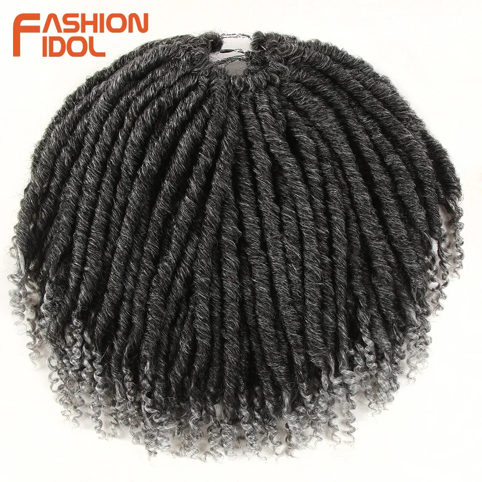 

FASHION IDOL 12 Inch Faux Locs Crochet Braids Hair Synthetic Braiding Dreadlocks Hair Ombre Silver Grey Crochet Hair Extensions