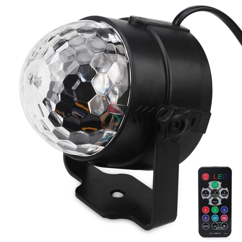 Remote Control 3W RGB Party Stage Light Music Sound Activated Rotating Magic Ball Projector Dancing Disco Lights for DJ KTV Bar | Лампы и
