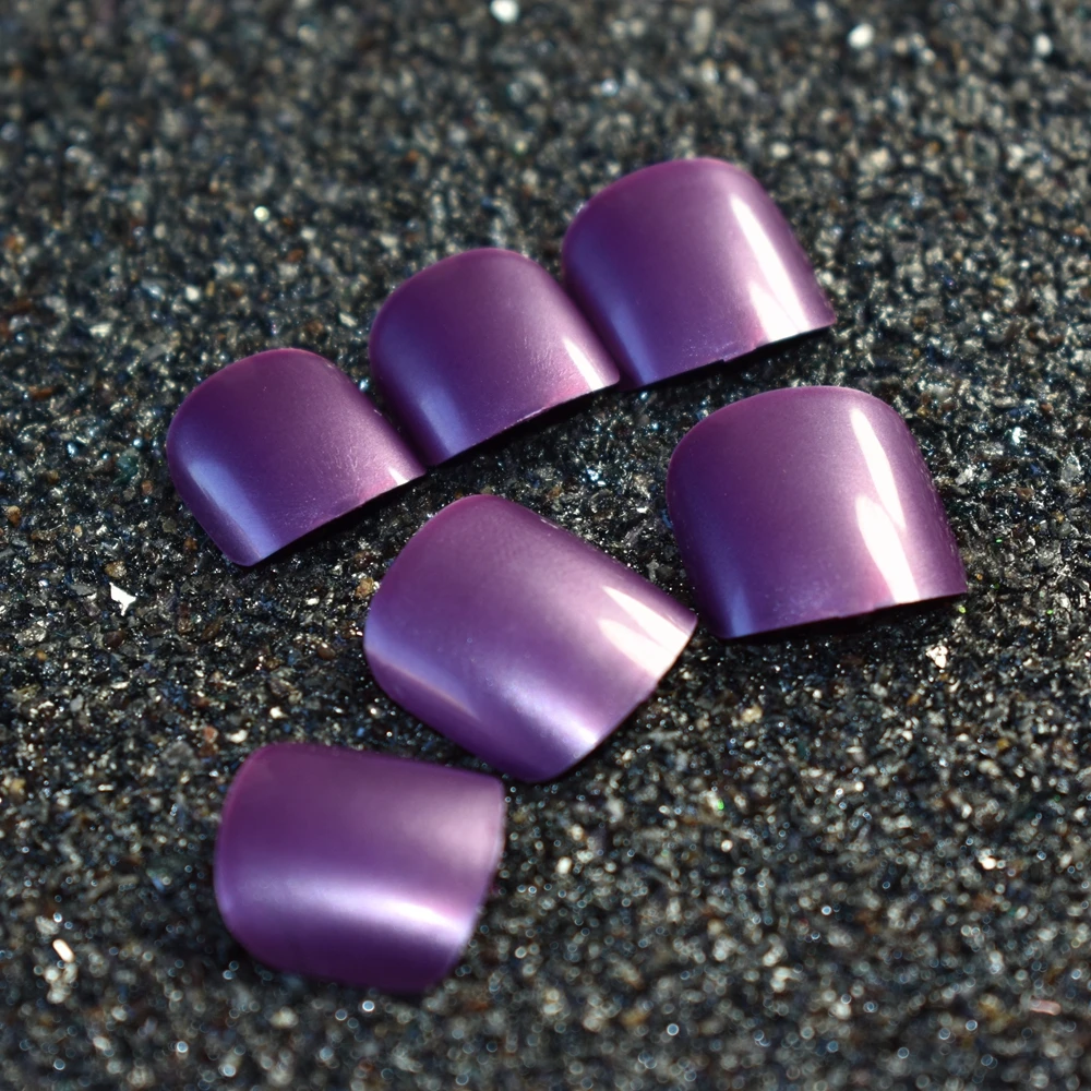 Мерцающие глянцевые виноградные фиолетовые акриловые ногти Типсы для ногтей