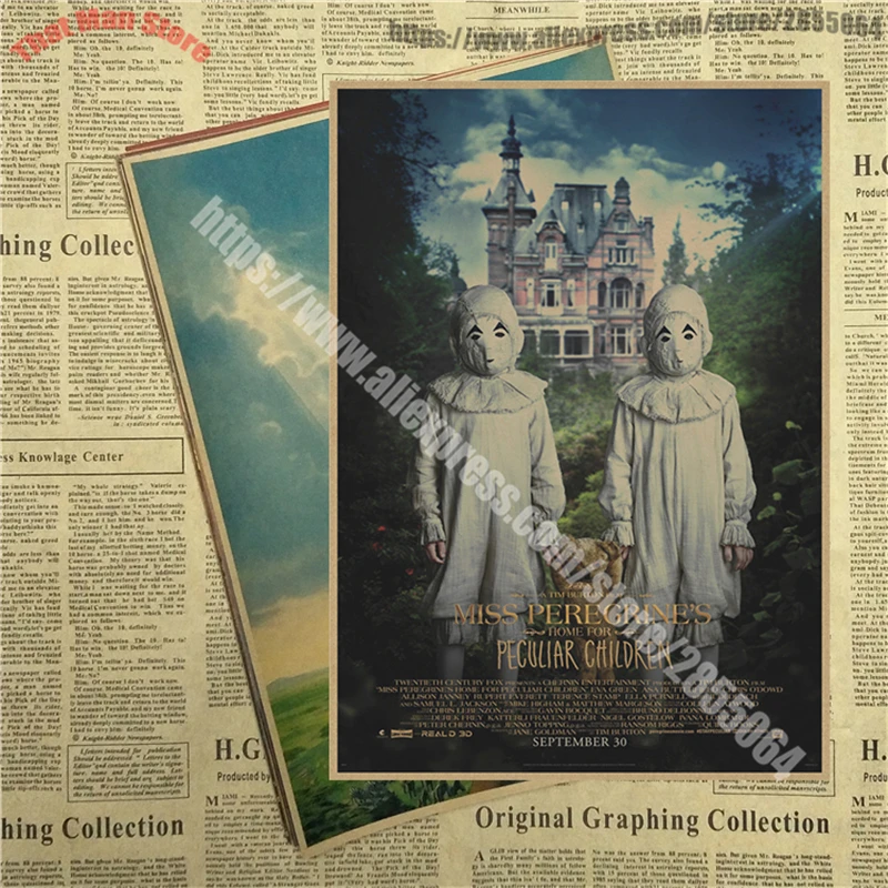 Miss Peregrine's Home для особенных детей core Винтажный Фильм крафт плакат Настенный декор Бар Кафе гостиная столовая - Цвет: Розовый
