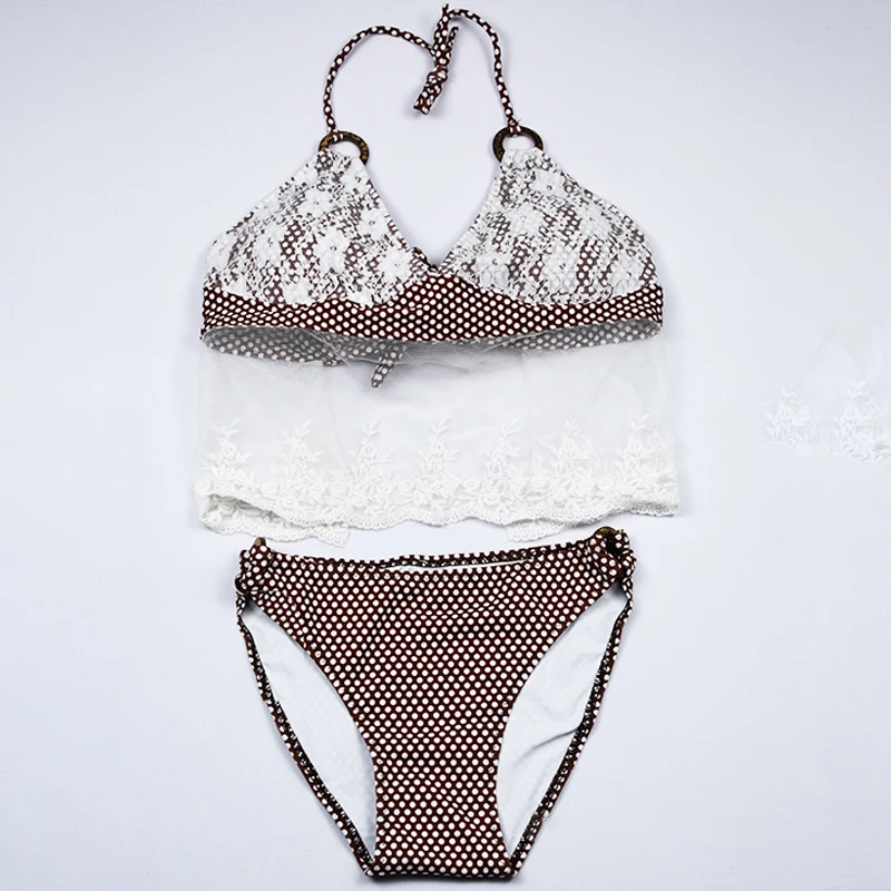 Дешевые Холтер Плавание костюм бикини Для женщин повязки Сексуальная Push Up Носите