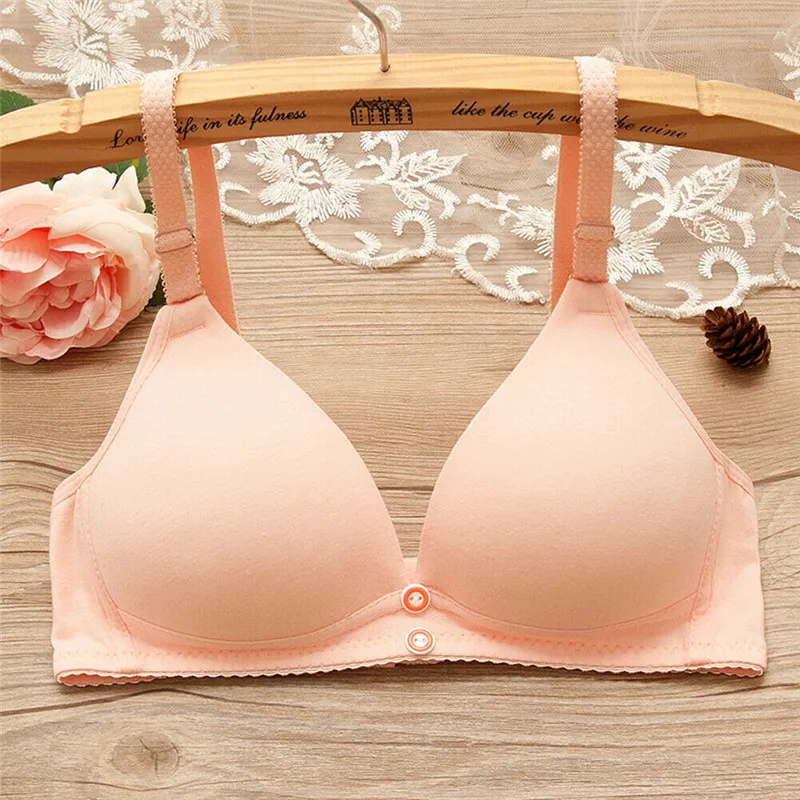 New Fashion Lady Womens Sexy Padded Push up Cotton Bras Youth Teenagers Girls Underwear Underclothes Solid Seamless Wire Free | Женская