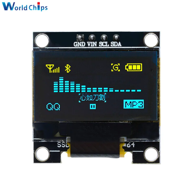 Yellow Blue 0,9" 0,96 дюймов 128X64 IEC SSD1306 12864 плата с ЖК-экраном IIC последовательный желтый синий/белый oled-дисплей модуль для Arduino - Цвет: Yellow Blue
