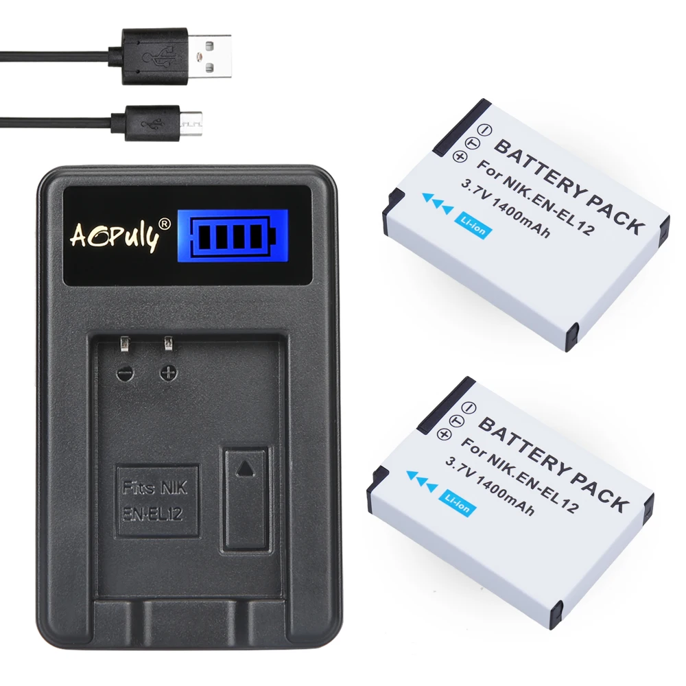 2 шт. зарядное устройство USB с ЖК дисплеем и аккумулятором для Nikon COOLPIX S9100 S9200 S9050 P300