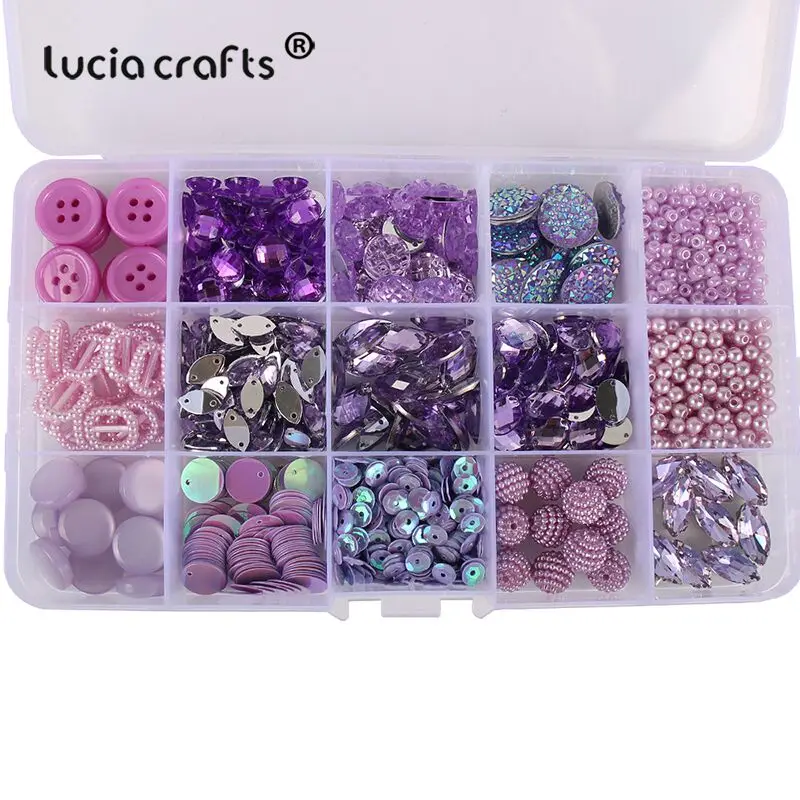 Color 1 1Box 2-18mm Mixed Shapes Sew On Beads Buttons Sequin Rhinestone Craft For DIY Jewelry Making Garment Dress Shoe Caps Accessories - Цвет: Color 1