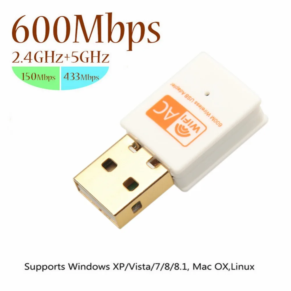 KEBIDU 2 4 ГГц + 5 USB WiFi адаптер 600 Мбит/с антенна двухдиапазонный 802.11b/n/g/ac мини