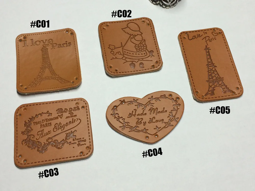 Кожаная этикетка 5 дизайнов 100 шт./компл. ручная работа смешанный дизайн шитье