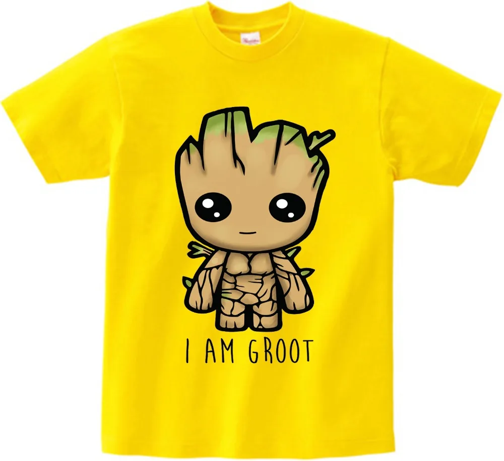 Детская футболка с надписью «Baby I Am Groot» для детей, летние футболки с короткими рукавами, топы, одежда Детские Забавные футболки костюм для От 3 до 9 лет Топ для мальчиков и девочек