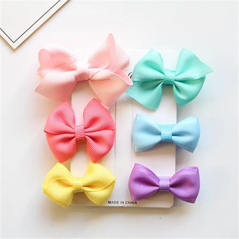 sky blue hairpin MIXIU 6 шт./компл. смешанные стили с прелестным бантом Резинки для волос+ заколка для волос с бантом заколка для волос для маленьких девочек Головные уборы аксессуары для волос - Цвет: sky blue hairpin