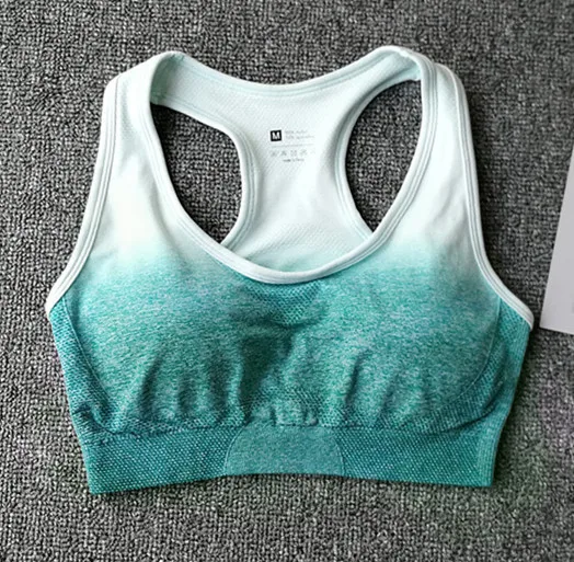 CB549 green bra Бесшовный спортивный комплект с длинными рукавами и эффектом омбре с отверстием для большого пальца, укороченный топ для тренировок, комплект для йоги для женщин, Спортивная рубашка для фитнеса, Camisas Mujer - Цвет: CB549 green bra