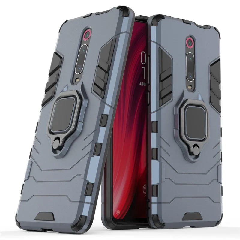 Для Xiao mi Red mi K20 Pro чехол Роскошный Броня Мягкий противоударный Магнитный чехол с металлическим кольцом для Xiao mi 9T mi 9T Pro автомобильный чехол-держатель - Цвет: Navy