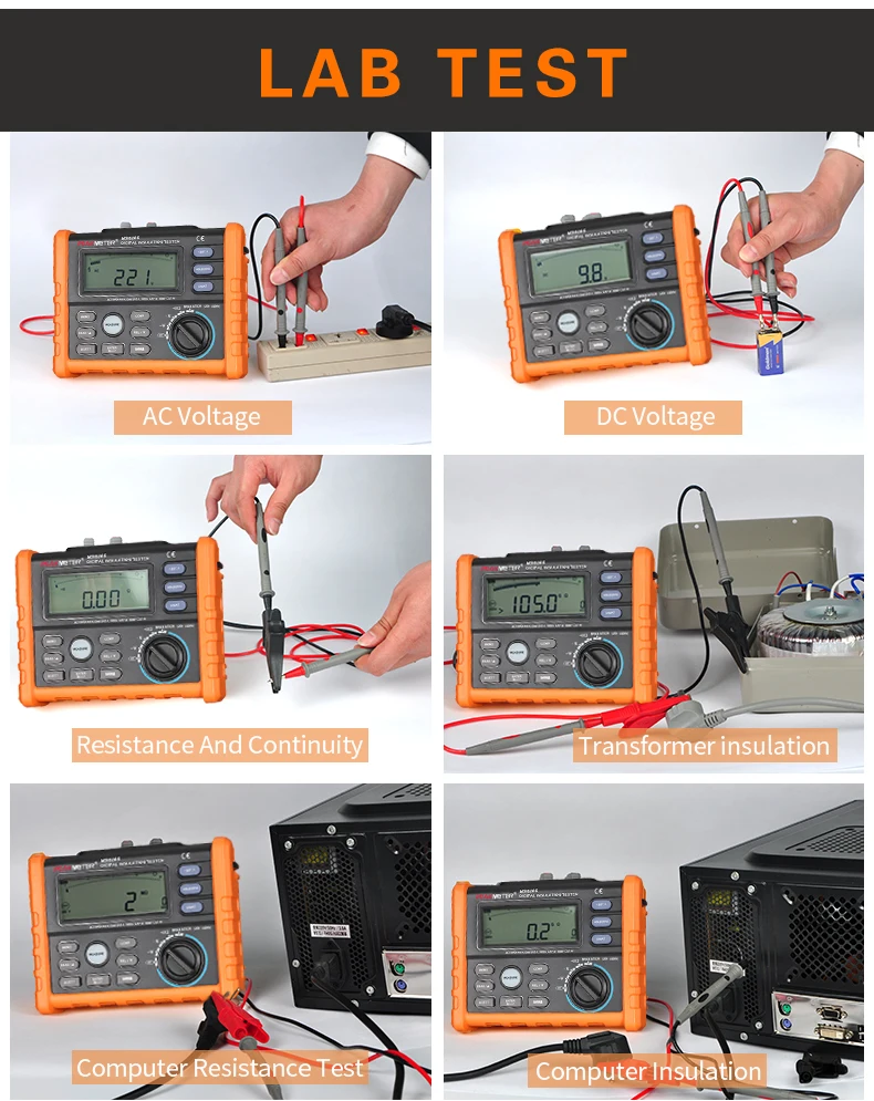 Тестер сопротивления изоляции PEAKMETER MS5205 аналоговый и цифровой 2500V megger метр 0,01~ 100G Ом с мультиметром