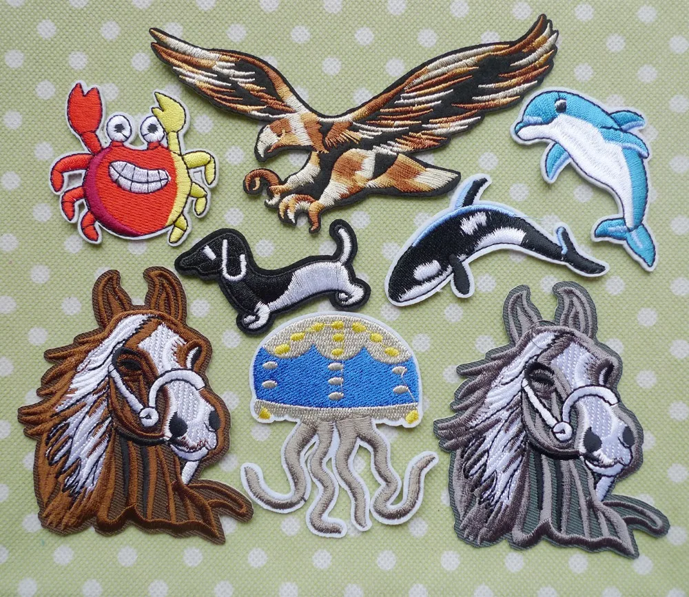 1 шт. милые краб собака лошадь Дельфин заплаты животного значки вышивка
