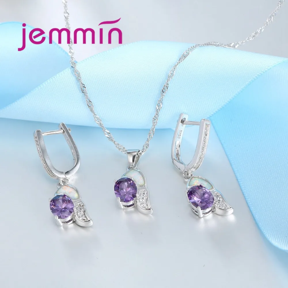 Комплект из колье и серёг серебра 925 пробы с разноцветным опалом |