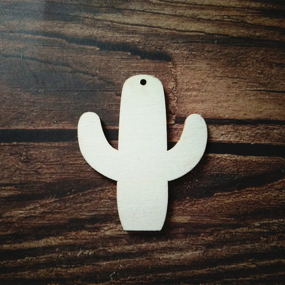 56 мм x 70 натуральный Пустой тег свадебный Декор деревянный кактус форма Gife теги