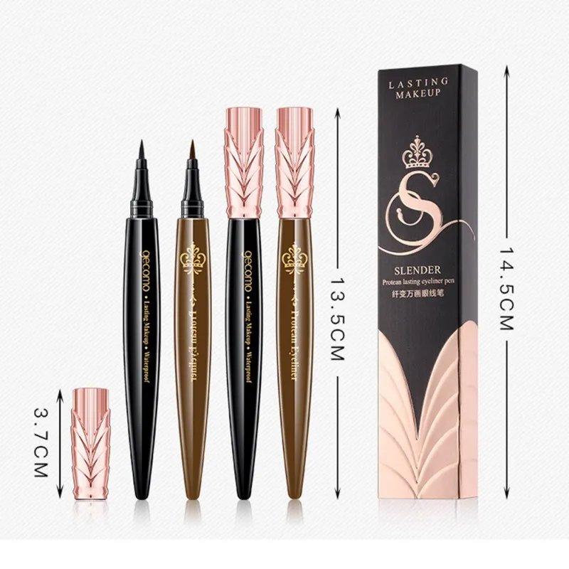 Hot Sell 1pcs Very Fine Long Lasting Waterproof Black and Deep Brown Liquid EyeLiner Eye Liner Pen Pencil Makeup Cosmetic Tool |