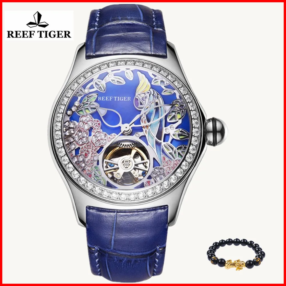 Часы Reef Tiger женские автоматические из натуральной кожи с ремешком 2019 | Наручные