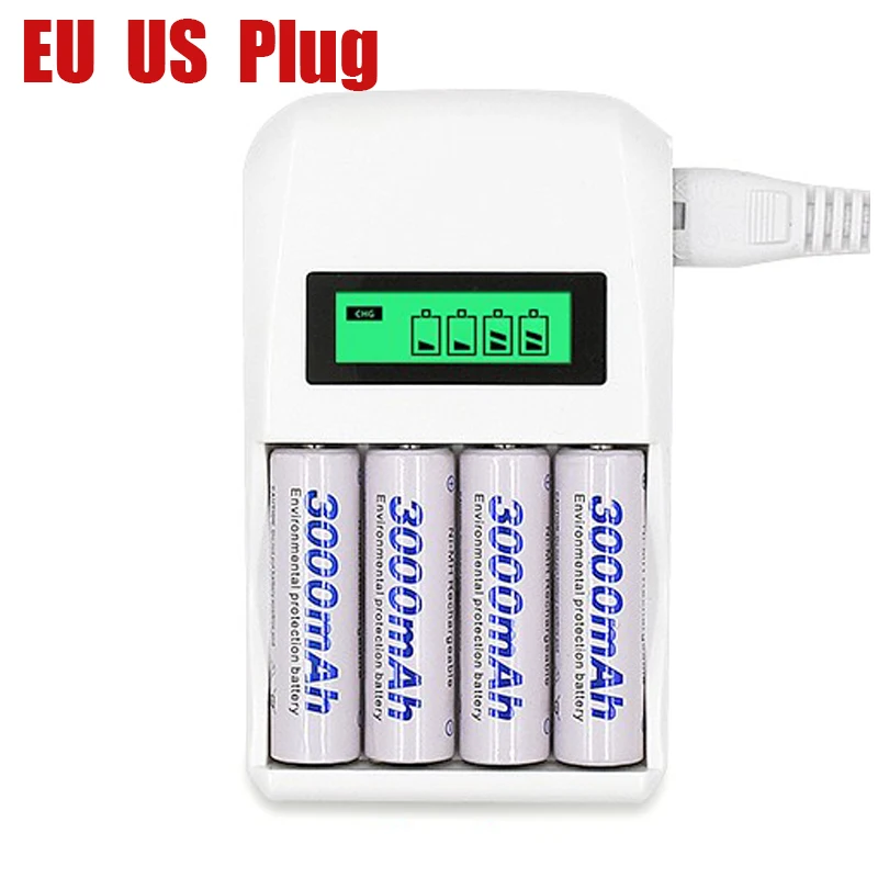 4 слота белый Малый зарядное устройство 1.2 В Быстрый AA AAA Ni-MH/Ni-Cd интеллектуальное с