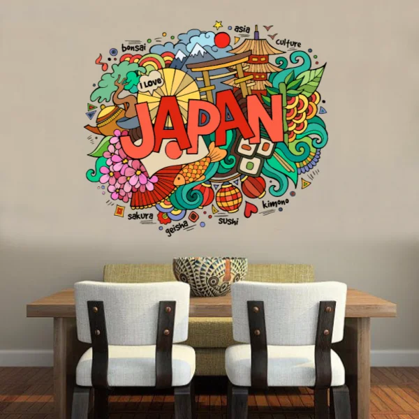 

I Love Japan Illustration Fashion Wedding Decor Vinyl Waterproof Wall Sticker Bedroom Wallpaper Wall Decal Baby Rooms Decor