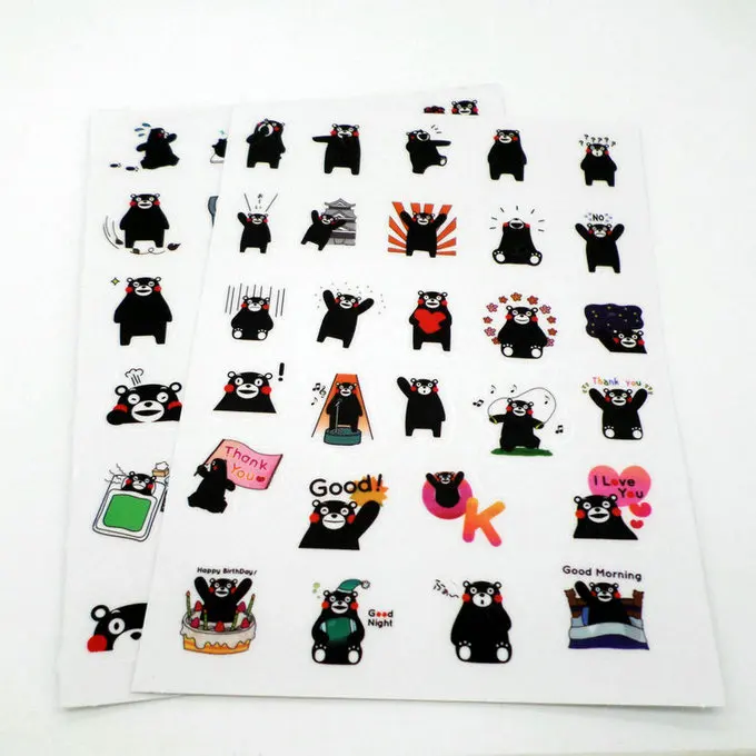 Бесплатная доставка 53 шт./лот Kumamon мультфильм наклейки на стену Утопия