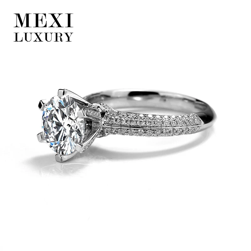 18 К белого золота Обручение кольцо с 2.0ct moissanites обручальные кольца|Кольца| |