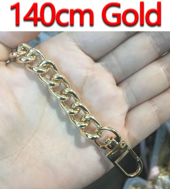 140cm Gold Высококачественные Алюминиевые цепочки, золото, серебро, черный пистолет 10 мм сменный светильник, кошелек, цепочка, сумка на плечо, ремни для маленьких сумок - Цвет: 140cm Gold