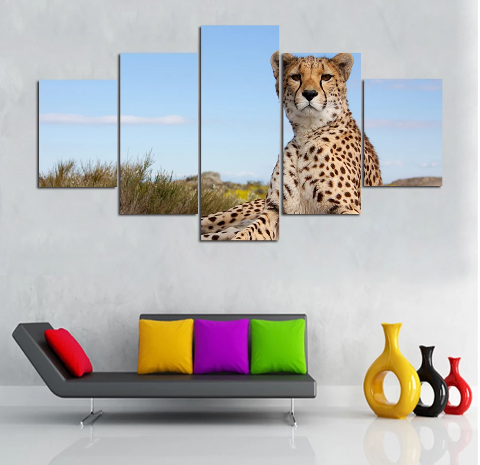 Набор из 5 панелей с леопардовым принтом | Дом и сад