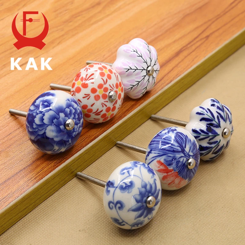 Китайские сине-белые фарфоровые рукоятки KAK 41 мм кухонные ручки ящика мебельные и