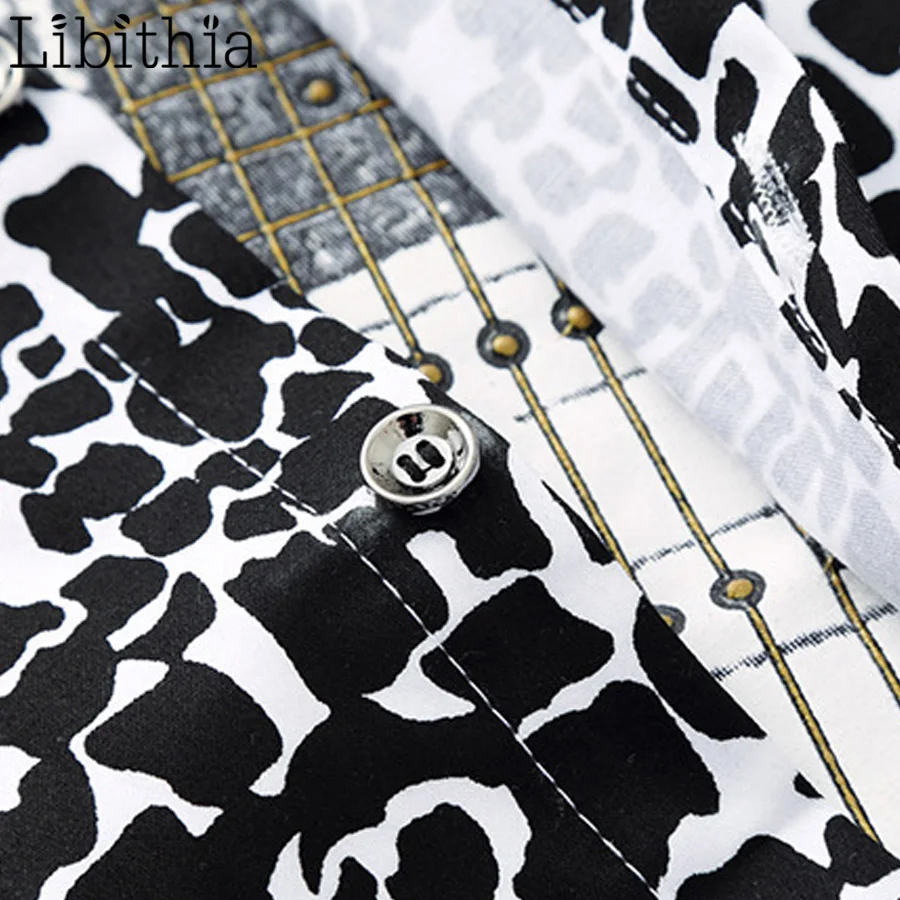 Мужская Повседневная рубашка с леопардовым принтом Облегающая большого размера
