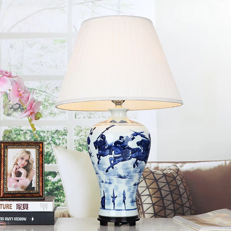 Фарфоровые керамические настольные лампы в винтажном стиле Цзиндэчжэнь