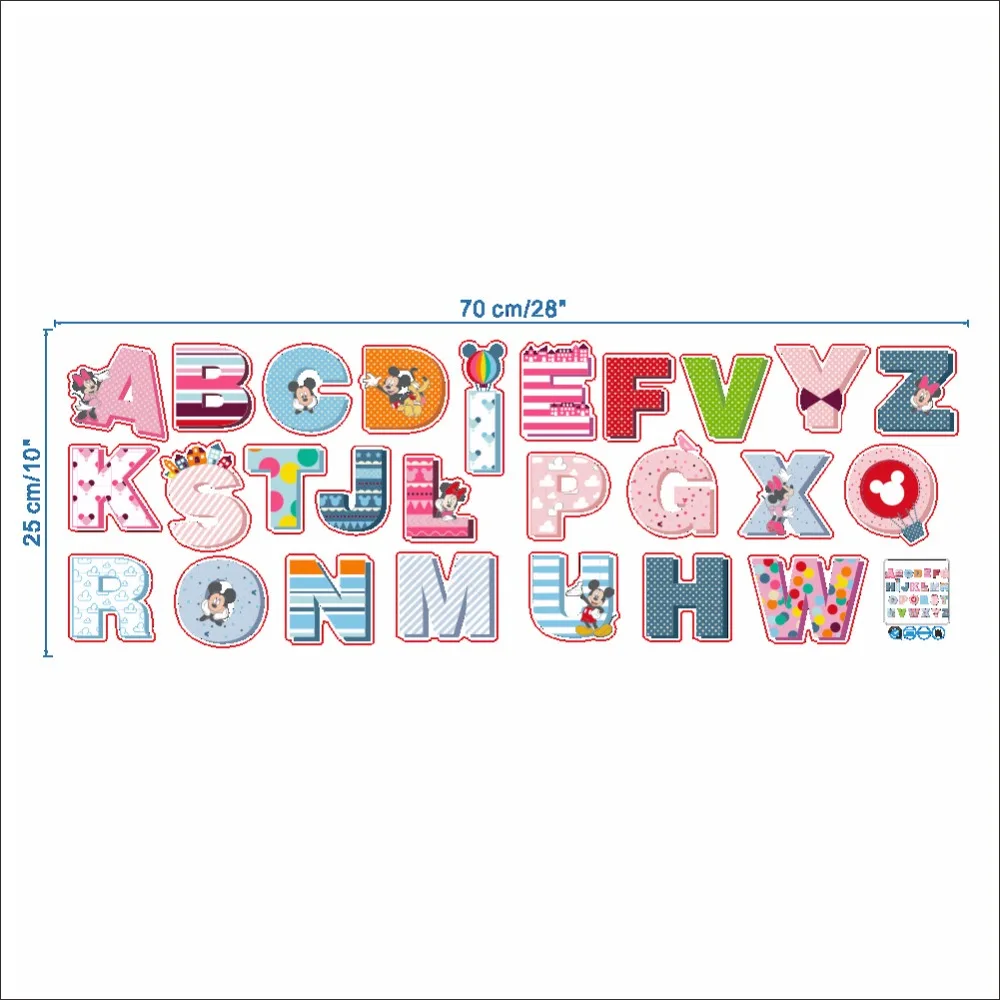 26 букв Микки настенные наклейки сделай сам детский садовый сад раннее