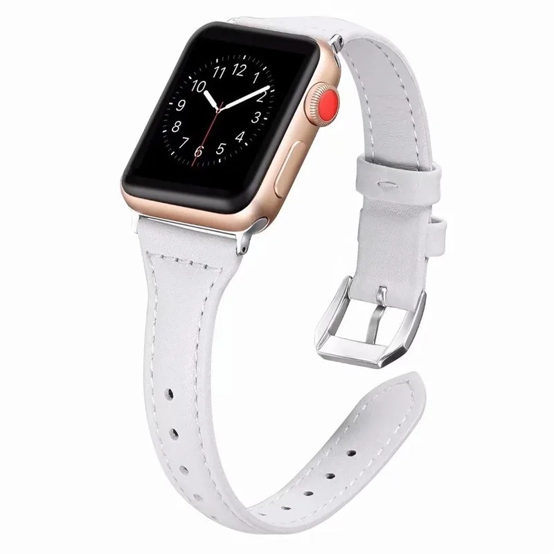 Модный повседневный тонкий ремешок из натуральной кожи для Apple Watch 1 2 3 4 Цветной