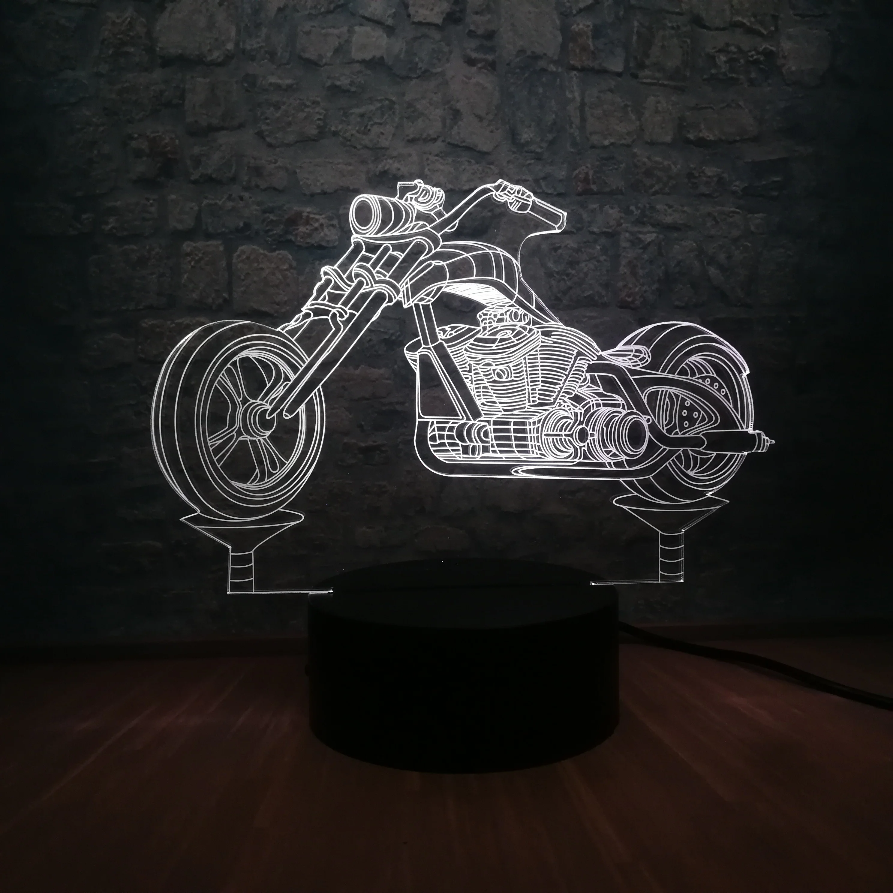 3D Ретро крутой мотоцикл настольная лампа ночник светильник красочный градиент