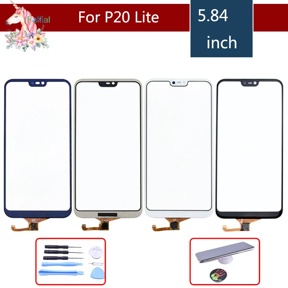 

10Pcs For Huawei P20 Lite Nova 3E P20Lite Touch Screen Touch Panel Sensor Digitizer Front Glass Outer Touchscreen NO LCD 5.84"