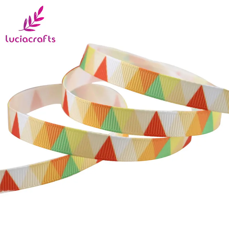 Lucia crafts 5y/6y 10 мм мульти вариант геометрический узор корсажная лента упаковочная лента DIY бант для волос и Швейные аксессуары S0609 - Цвет: Yellow 5y