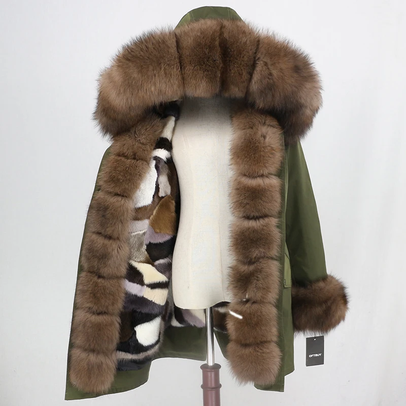 black brown OFTBUY, водонепроницаемая длинная парка, натуральный мех енота, капюшон, натуральный мех норки, подкладка, пальто, зимняя куртка, женская верхняя одежда, съемная - Цвет: black brown