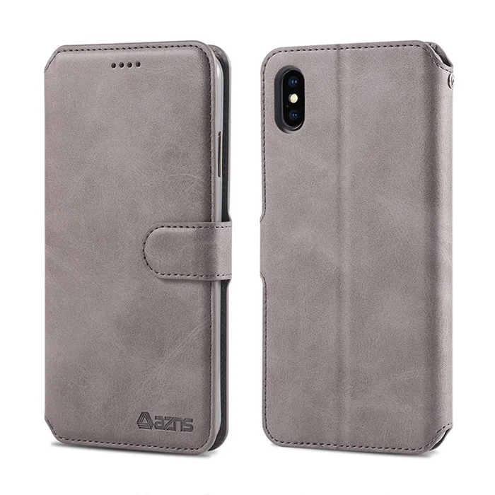 Магнитный кожаный чехол-бумажник для iphone 6 S 7 8 Plus iphone XS Max XR с отделением для карт, откидной Чехол для iphone X, чехол для iphone 6 S 7plus 8plus - Цвет: gray