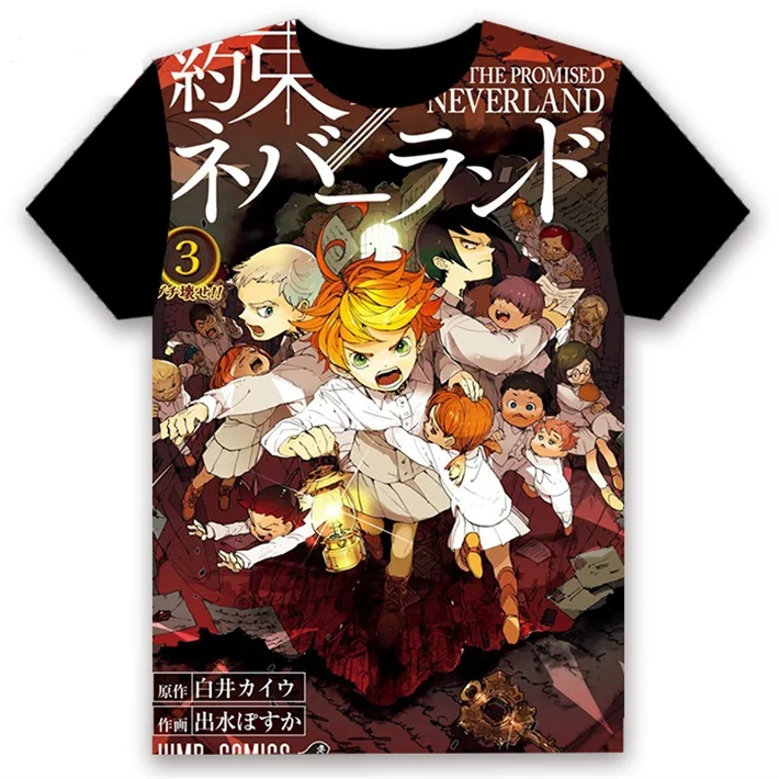 14 Аниме футболка обещанный Yakusoku no Neverland Эмма Рэй Норман косплэй короткий рукав для женщин мужчин черный Футболки повседневное лето - Цвет: 14