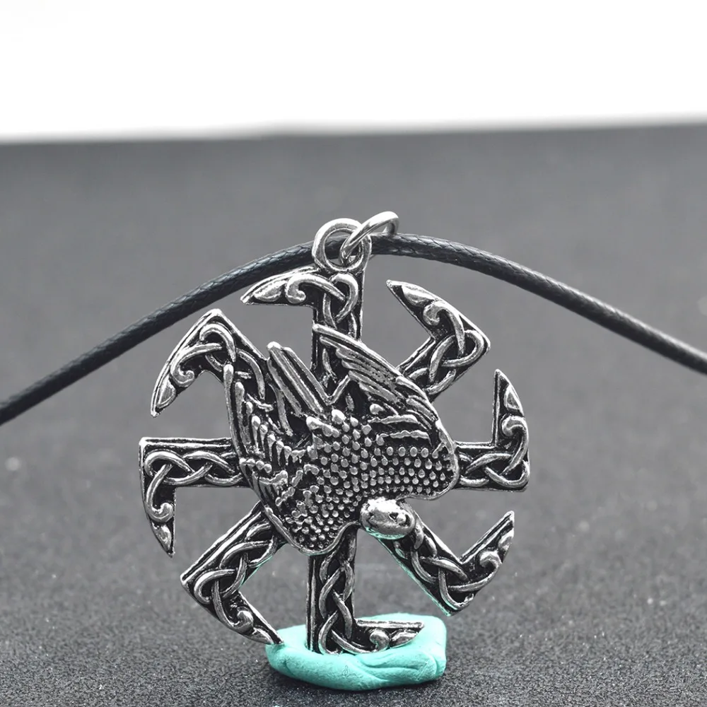 

Punk Unique Round Protective amulet Falcon Kolovrat Slavic Pendant Necklace Jewelry Gift for Men Women