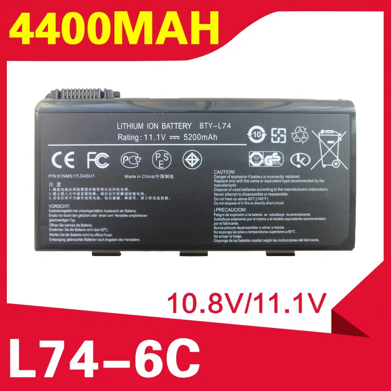 Аккумулятор ApexWay для MSI батарея BTY-L74 A5000 A6000 A6203 A6205 A7200 CR600 CR610 CR610X CR620 CR630 CR700 CX600 |