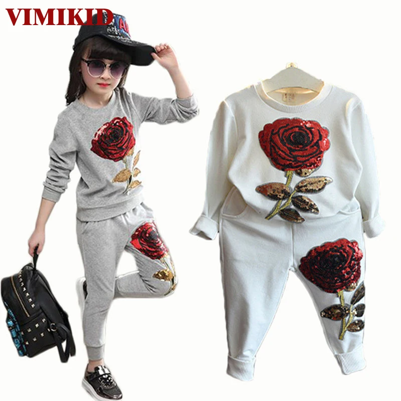 Комплекты одежды для девочек 2016 Зимняя шерстяная спортивная одежда комплекты