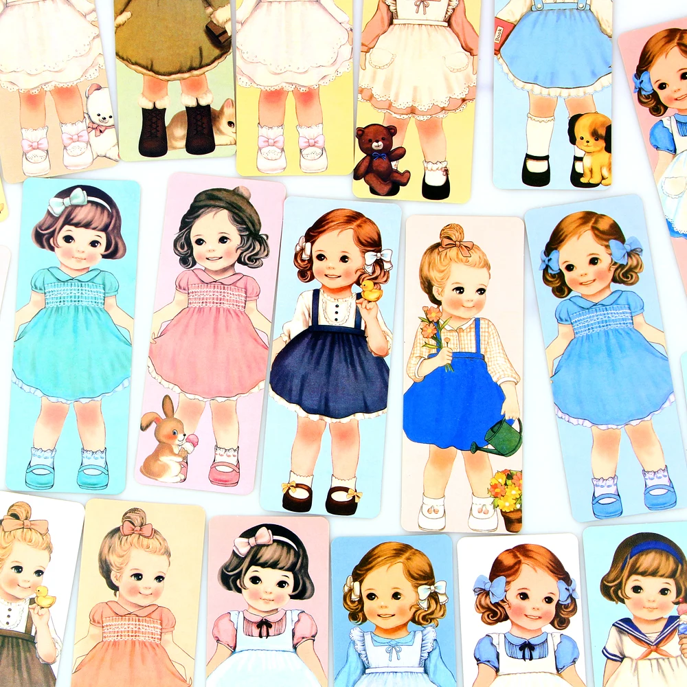 Cute Kawaii Curly Girl Dolls Paper Bookmark Cartoon Vintage Book Mark Stationery Gift Office School Supplies|paper bookmark|bookmark cartooncartoon