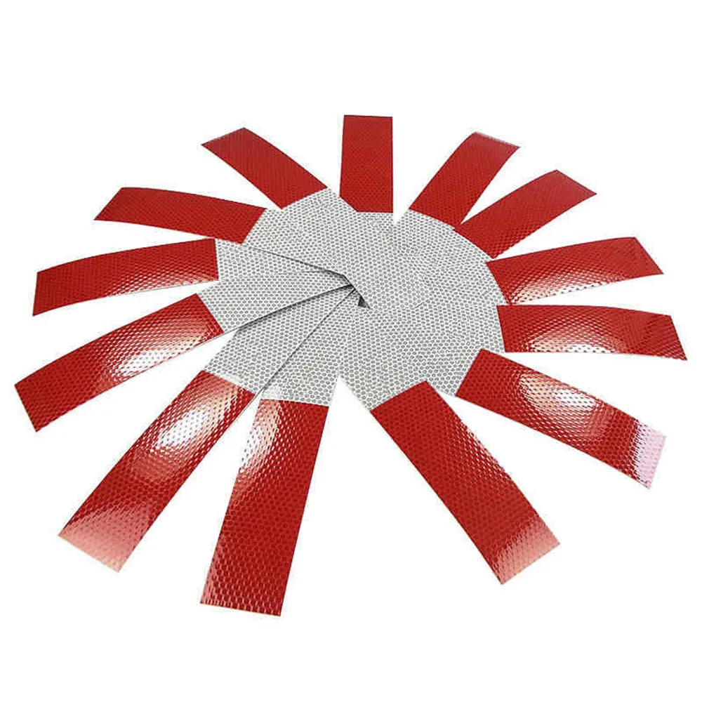 

15pcs Red/White Warning Tape Strip Stickers Warning Light Reflector Protective Sticker Reflective Car Safety Mark Reflective