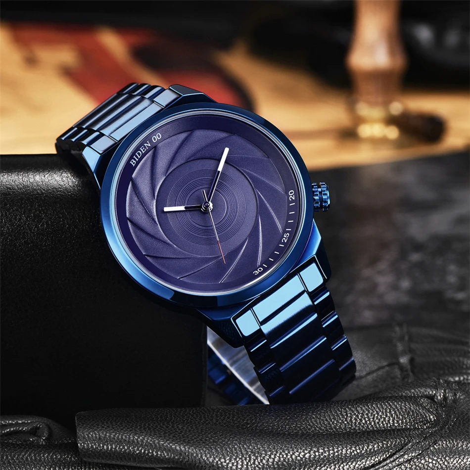 Кварцевые часы BIDEN модные повседневные водонепроницаемые из нержавеющей